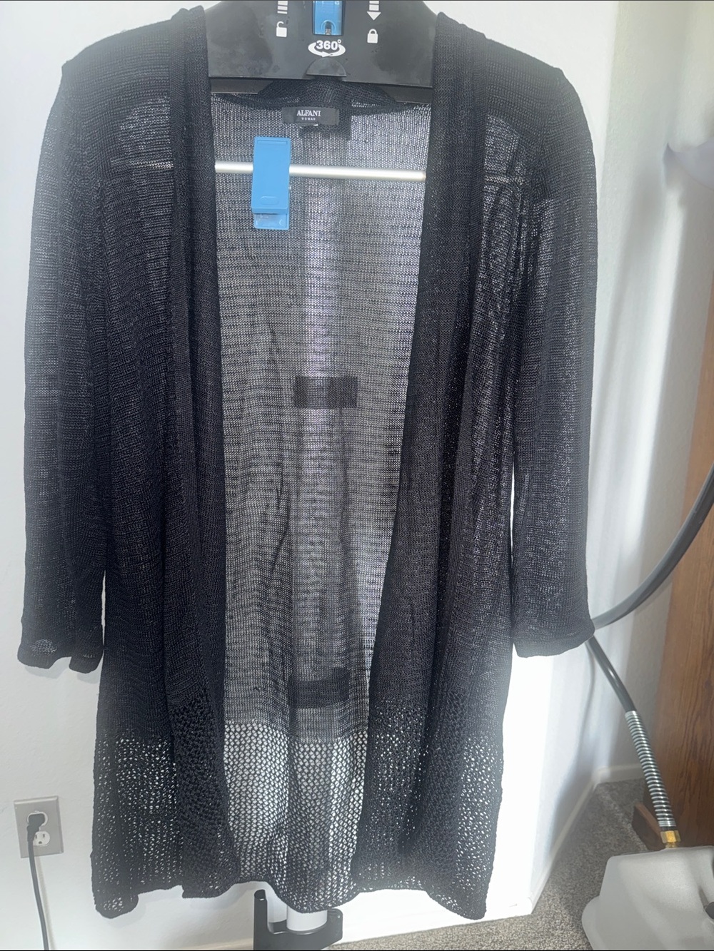 Alfani Black Sheer Open-Front Cardigan